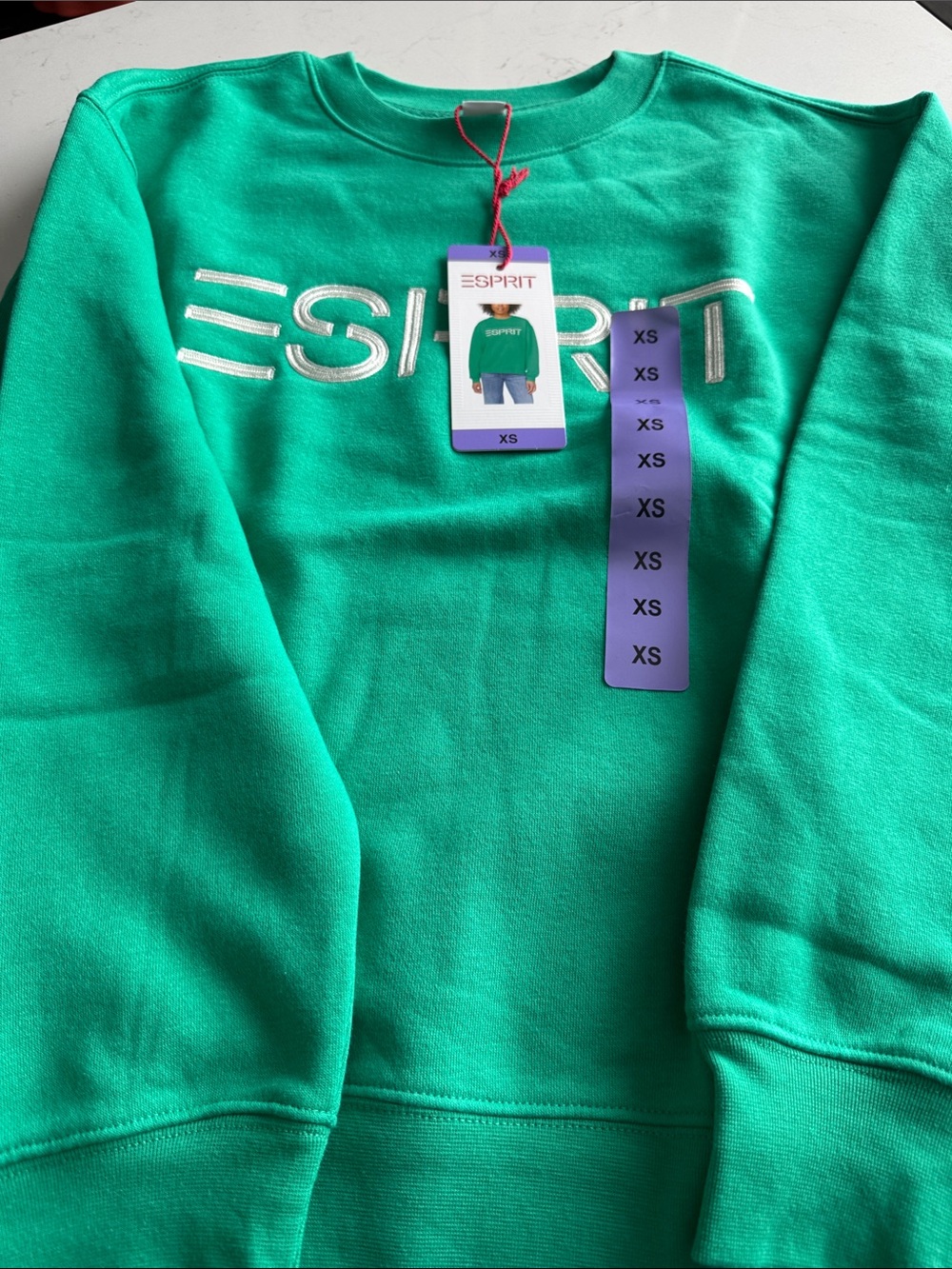 Esprit Green Crewneck Sweatshirt with Silver Logo - Picture 2 of 3